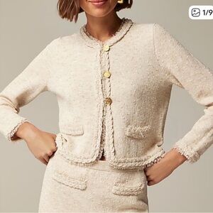 $198 msrp J. Crew nwt Women's marled fringe lady jacket cream xs quiet luxury